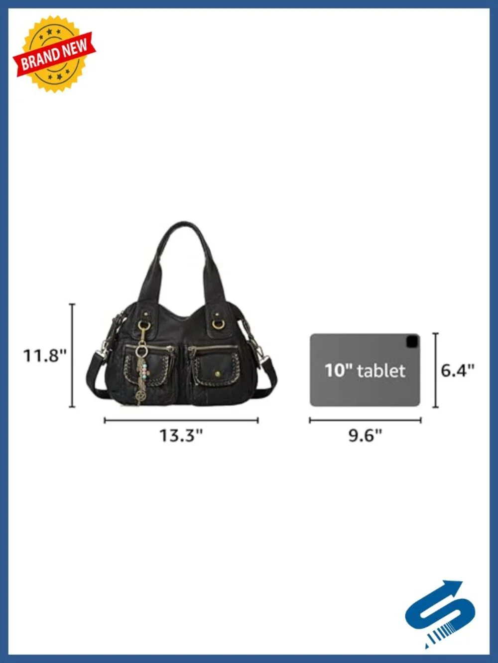 Women Canvas Hobo Purse Multi Pocket Tote Shoulder Bag Embroidered Ethnic Top